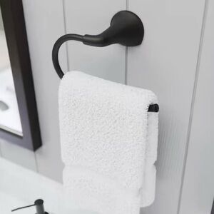 Sleek Minimalist Matte Black Towel Ring Holder
